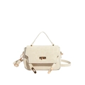 Elegant beige leopard-embossed small handbag with gold hardware and shoulder strap - Beige Leopard