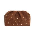 Pochette marrone caramello con motivo leopardato, borchie dorate e design a nuvola - Marrone