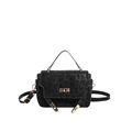 Bolso de mano negro con estampado de leopardo, hebilla dorada y correa ajustable - Negro