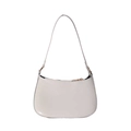 Borsa a tracolla minimalista bianco crema a forma di mezza luna in pelle liscia retrò - Bianco
