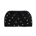 Elegante pochette nera a pieghe con goffratura leopardata e borchie dorate - Nero