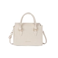 Minimalist cream white crossbody handbag with gold hardware and Fashion Bags print - White