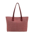 Klassieke shopper met rood houndstooth-patroon en leren handvaten voor dames - Rood