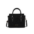 Minimalist black two-tone shoulder bag with gold hardware and versatile top handle strap - Black