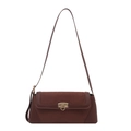Brown leather and suede patchwork crossbody bag with elegant gold metal clasp - Brown