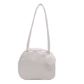 Sac à bandoulière blanc minimaliste avec pompon en peluche et bandoulière réglable - Blanc avec Pendentif