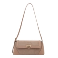 French style contrast suede baguette bag in beige and khaki with golden hardware - Khaki