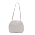 Minimalist cream-white crescent shoulder bag with slim straps and smooth faux leather - White Without Pendant