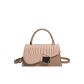 Brown stone pattern crossbody bag with square metal buckle and adjustable strap - Khaki