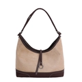Retro two-tone dumpling bag with brown suede and leather splicing and metal buckle - Khaki