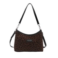 Leopard print crossbody bag with black leather straps and silver hardware detail - Leopard Coffee
