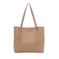 Grande borsa tote classica in pelle kaki da donna con design minimalista elegante - Cachi
