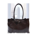 Klassische dunkelbraune Shopper-Tasche mit matter Textur und eleganter Silberschnalle - Braun