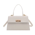 White crocodile pattern square handbag with gold twist lock and shoulder strap - White