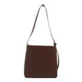 Minimalist large dark brown leather tote bag with gold buckle and adjustable strap - Brown
