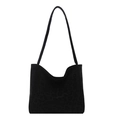 Minimalist large black tote bag with animal pattern and slim shoulder straps - Black