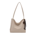Minimalistische beige grote schoudertas met vintage hanger en ronde vorm voor dagelijks gebruik - Off-white met Hanger