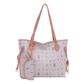 Bolso tote rosa con estampado de dibujos animados y mini monedero de cuero sintético - Rosa