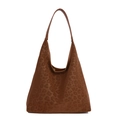 Retro Handtasche mit braunem Leopardenmuster aus mattem Veloursleder und Schultergurt - Braun