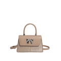 Elegante apricotfarbene Umhängetasche mit Glitzer-Pailletten und Schleifen-Verschluss - Khaki