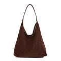 Dunkelbraune Hobo-Schultertasche mit Leopardenmuster in Matt-Optik für Damen im Retro-Stil - Braun