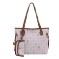 Bolso tote grande con estampados de dibujos animados y asas marrones para mujer - Marrón