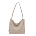 Minimalist beige oversized tote shoulder bag in high-quality matte synthetic fabric - Off-white without Charm