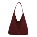 Vintage bordeauxroote Handtasche mit Leopardenmuster und großem Fassungsvermögen für Damen - Burgunderrot
