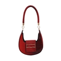 Borsa hobo rossa a mezzaluna con texture in lucertola e coccodrillo e fibbia dorata - Rosso