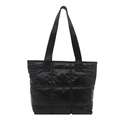 Minimalistische schwarze Stepp-Tragetasche aus glänzendem Nylon mit großem Fassungsvermögen - Schwarz