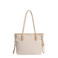 Elegante borsa tote invernale in pelliccia sintetica con manici in pelle e coulisse - Cachi