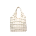 Borsa tote trapuntata beige a bolle con texture leggera e manici con morbide pieghe - Bianco
