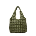 Borsa tote trapuntata verde oliva di grande capacità per la moda invernale donna - Verde