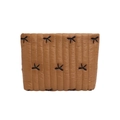 Braune gesteppte Nylon-Clutch mit schwarzen gestickten Schleifen und Retro-Design - Braun
