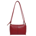 Borsa a tracolla minimalista in pelle rossa con trama martellata e cucitura centrale - Rosso