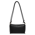 Elegante borsa a tracolla in pelle nera a grana litchi con spalline sottili e oro - Nero