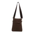 Brown lychee grain leather crossbody bag with wide shoulder strap and gold hardware - Brown