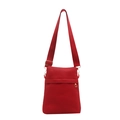 Moderna borsa a tracolla in pelle rossa testurizzata con ampia tracolla e finiture oro - Rosso