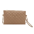 Chic quilted crossbody bag in khaki with a gold bow accent and zip closure - Khaki
