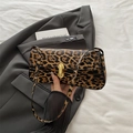 Vintage leopard print shoulder bag for women with golden metal lock and chic flap design - Yellowish Brown Leopard