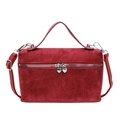Borsa a mano opaca rossa minimalista da donna con elegante cerniera a cuore - Borgogna