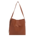Bolso tipo cubo minimalista de cuero PU marrón con correa ajustable y gran capacidad - Tostado