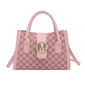 Borsa a tracolla rosa con stampa monogramma M e chiusura metallica dorata in studio - Rosa