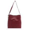 Bolso tote bordeaux minimalista con costuras verticales y correa de hombro ancha - Rojo