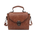 Borsa a mano retrò marrone in pelle PU con tracolla regolabile per donna dalla forma trapezoidale - Marrone