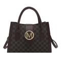 Borsa a spalla monogram marrone con fibbia M dorata e design minimalista elegante - Marrone