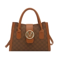 Borsa tote marrone classica con fibbia dorata con logo M e tracolla regolabile - Marrone