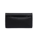 Klassische schwarze geflochtene Clutch-Tasche mit minimalistischer Faltklappe - Schwarz