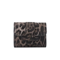 Chic leopard print small square handbag with magnetic flap closure and faux leather texture - Black