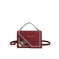 Frans design bordeauxrode suède handtas met V-stiksel en goudkleurige hardware - Rood